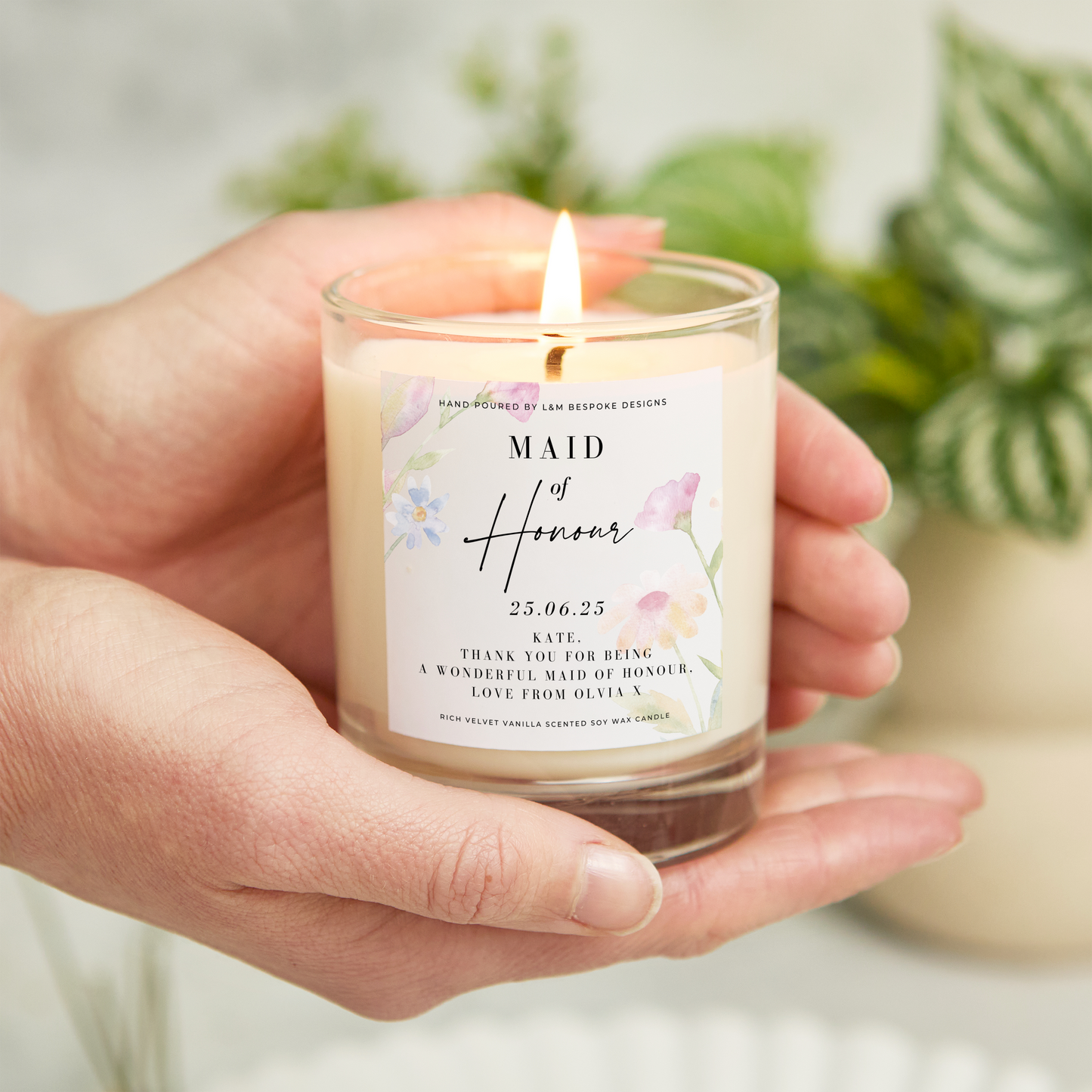 Personalised Maid Of Honour Candle