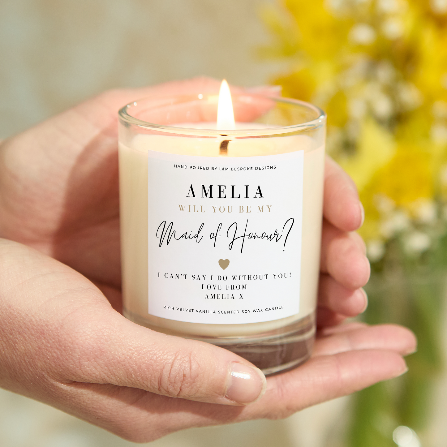 Personalised Will You Be My Maid Of Honour? Candle