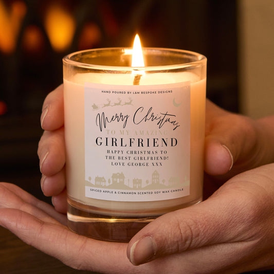 Personalised Merry Christmas Amazing Girlfriend Candle
