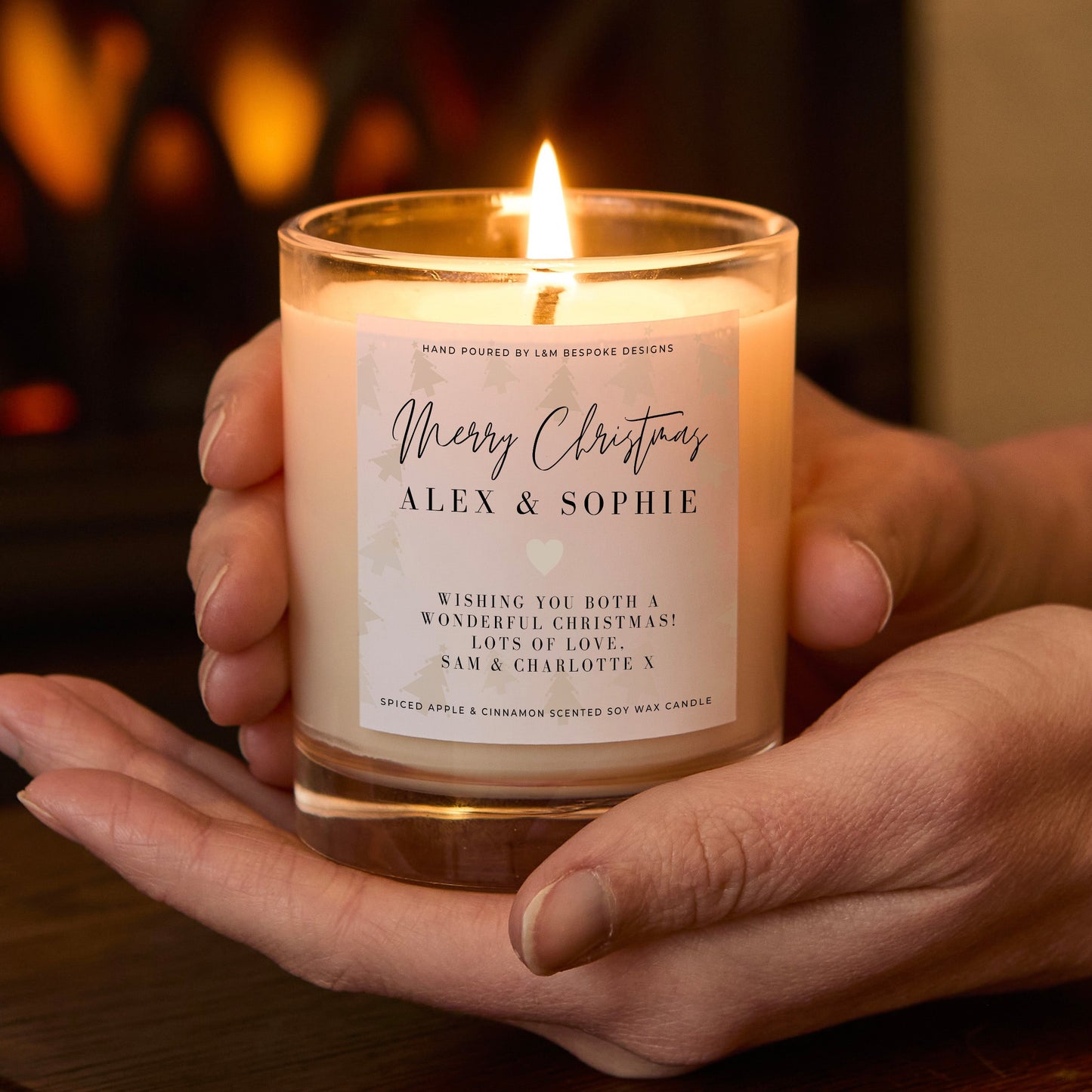 Personalised Merry Christmas Tree Design Candle