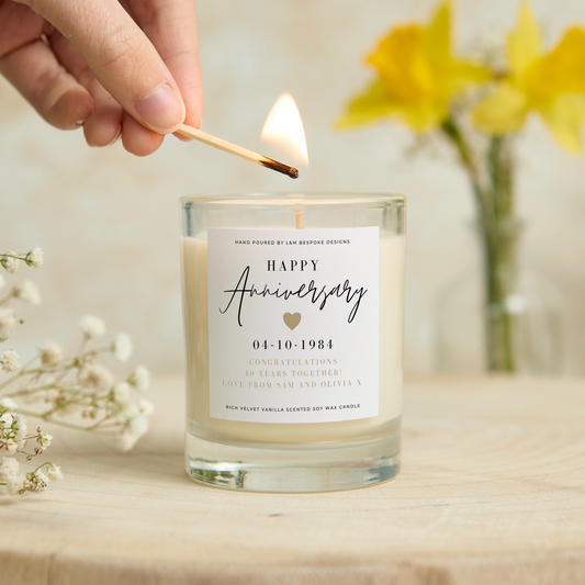 Personalised Happy Anniversary Candle