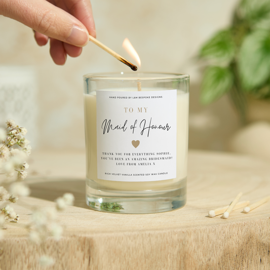 Personalised To My Maid Of Honour Candle