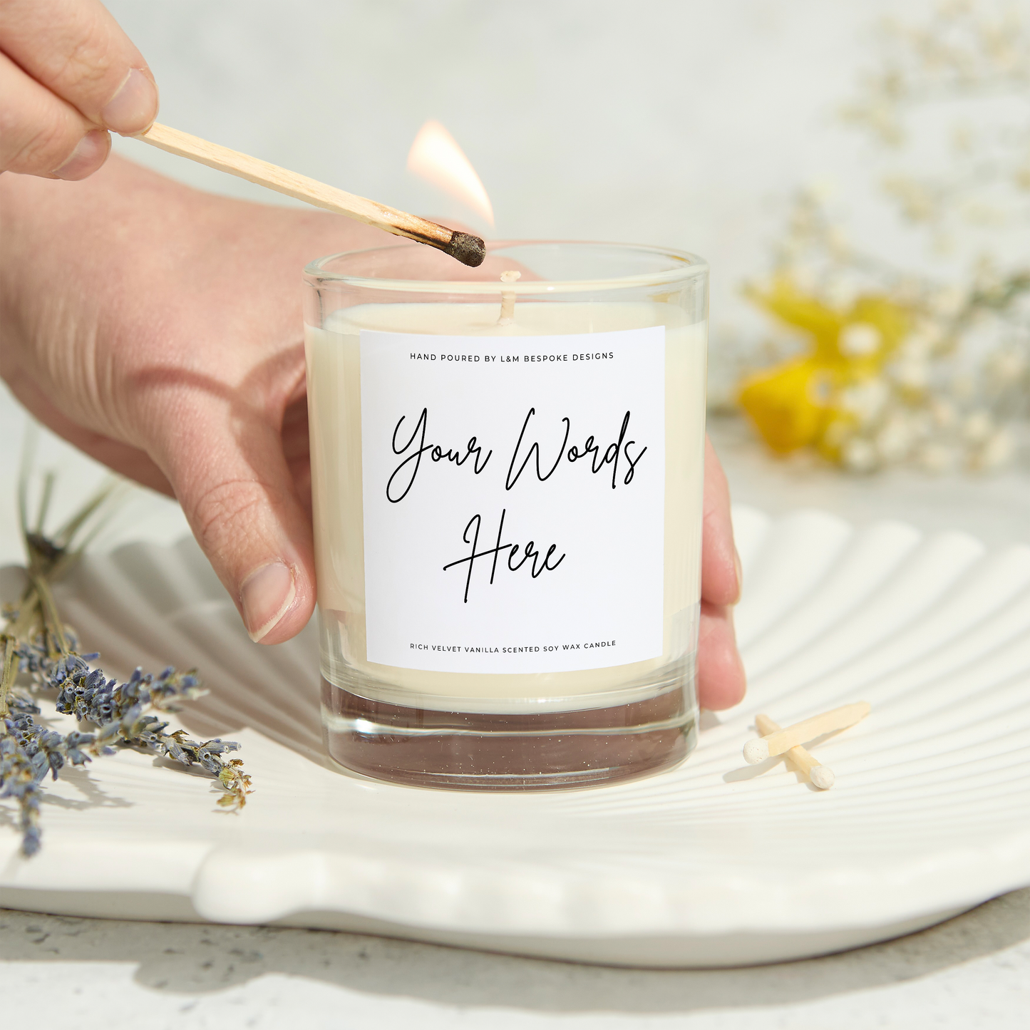Personalised Any Words Script Text Candle