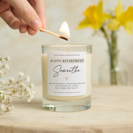 Personalised Happy Retirement Candle
