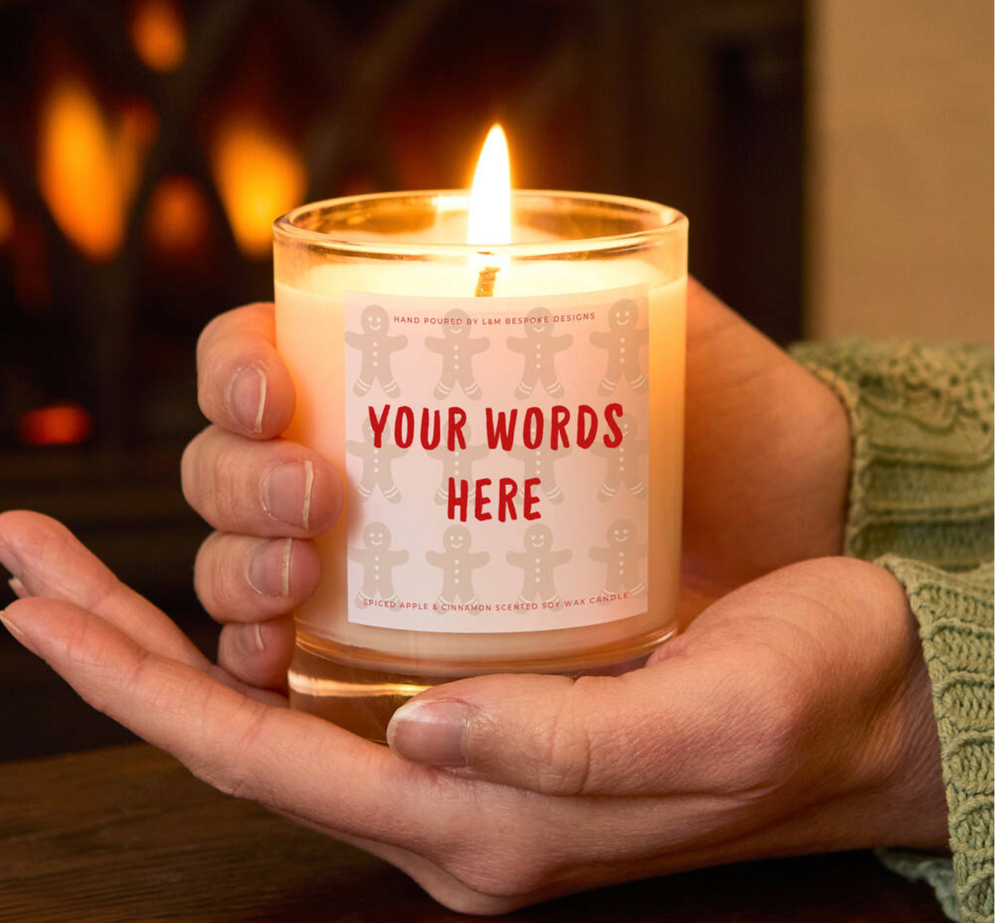 Personalised Any Words Gingerbread Design Candle