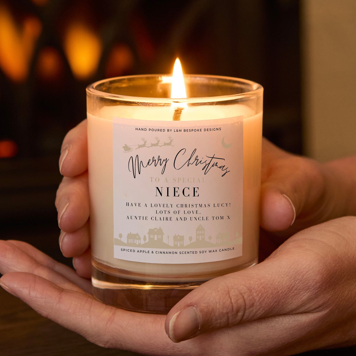 Personalised Merry Christmas Special Niece Candle