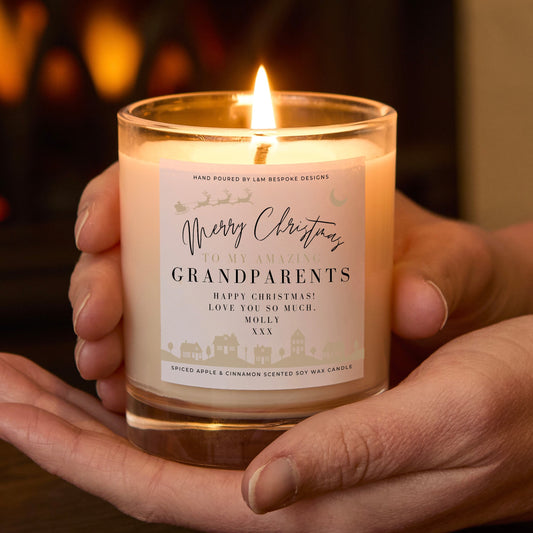 Personalised Merry Christmas Amazing Grandparents Candle