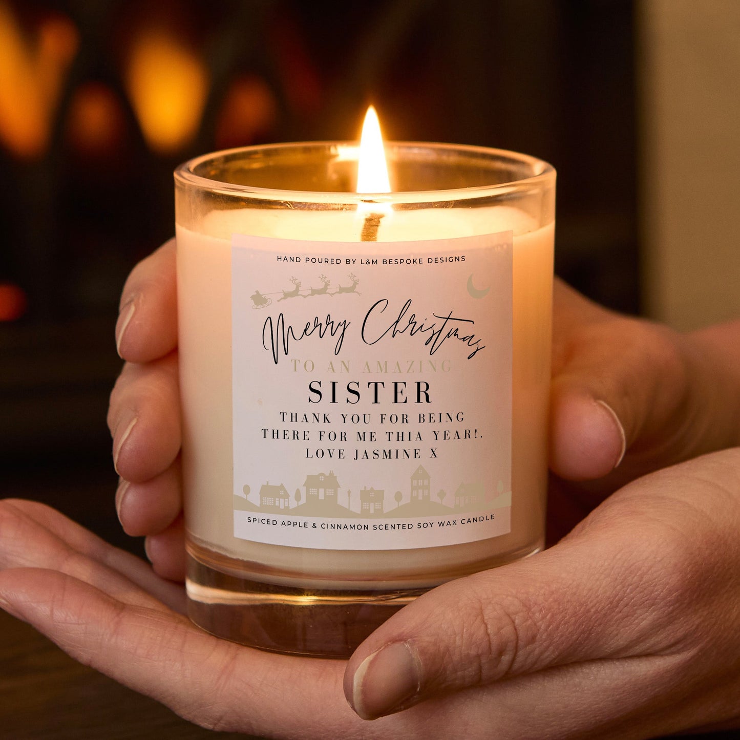 Personalised Merry Christmas Amazing Sister Candle