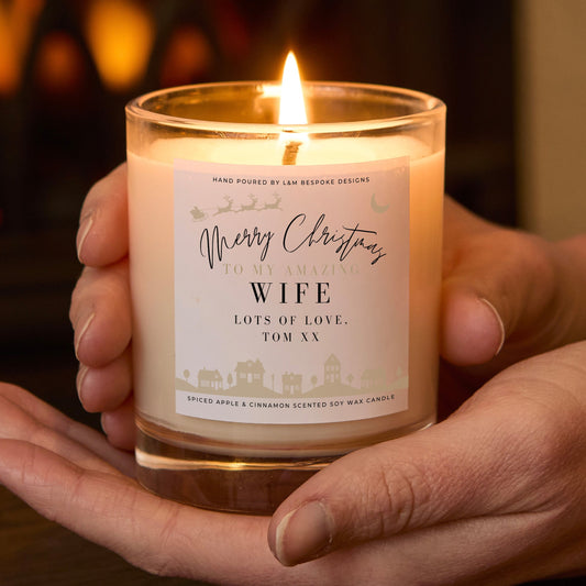 Personalised Merry Christmas Amazing Wife Candle